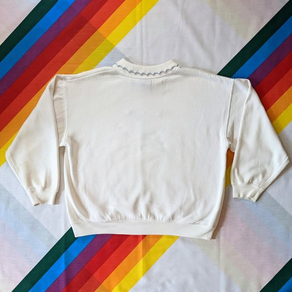 80s Cream-Colored Sweater with Floral Embroidery by Bolo Spirit - Picture 2 of 12